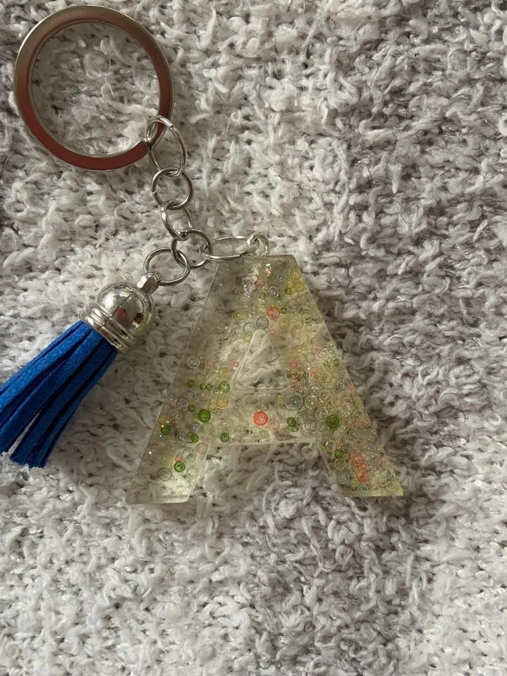 'A' Letter Keychain with Tassel